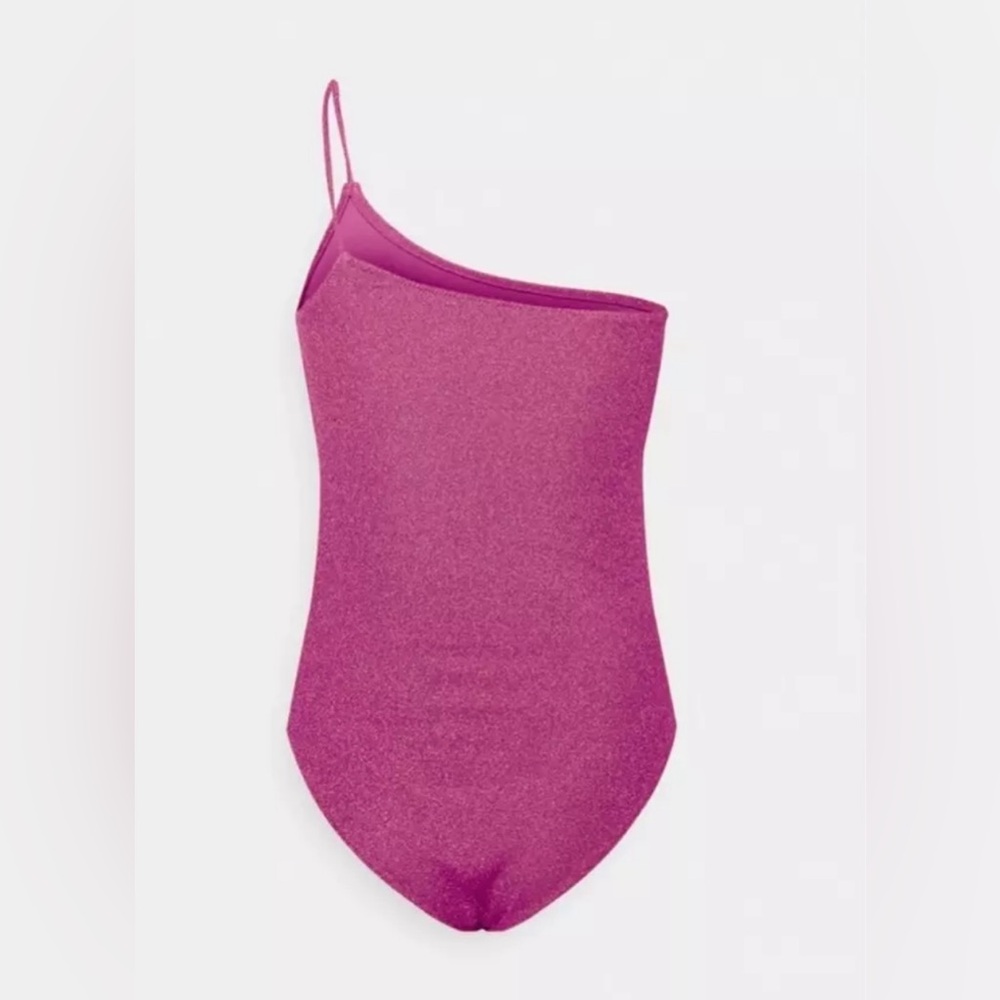 GOOD AMERICAN 90s Hot One Shoulder Sparkle One Piece Swimsuit 4 (XL) NWT $115